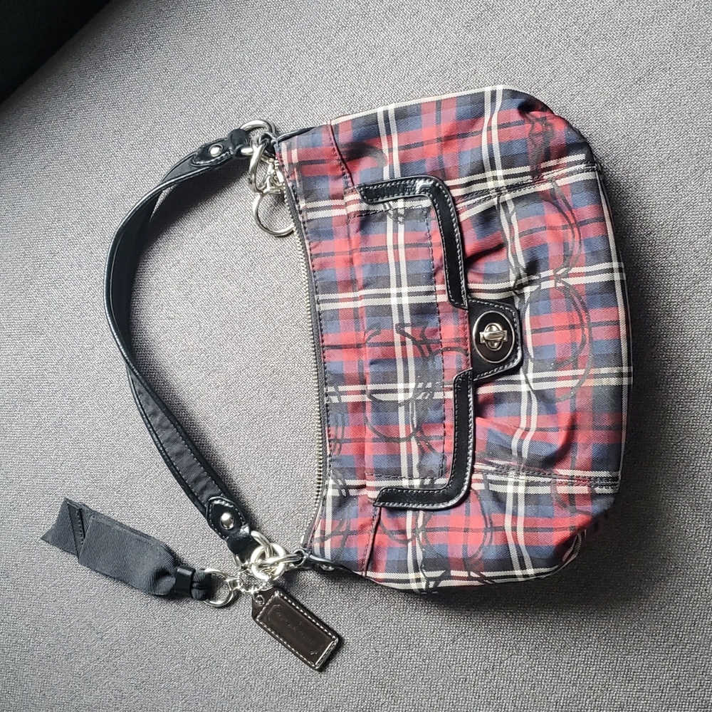 Coach plaid poppy handbag